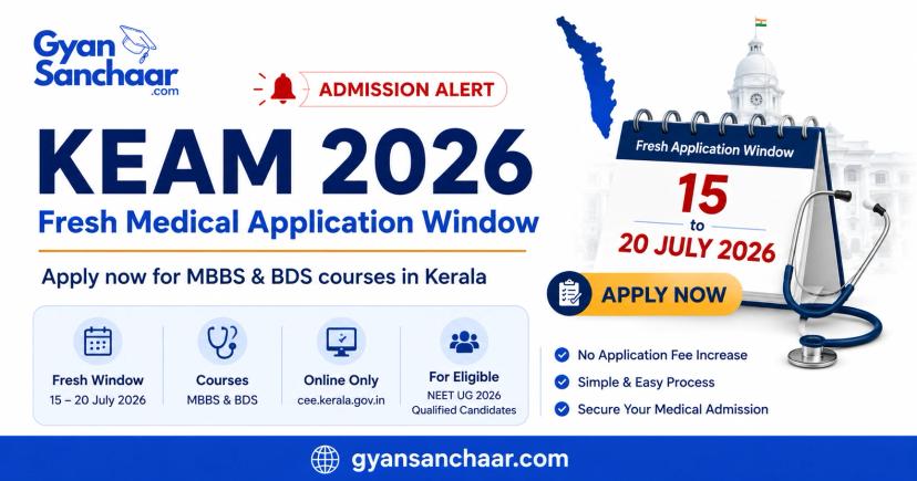KEAM 2026: Fresh Medical Applications and Course Additions, Till 27 July